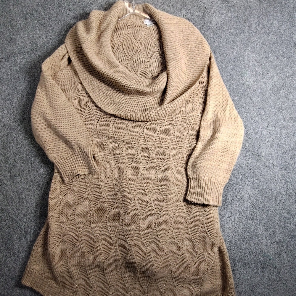 Jaclyn Smith Woman Cowl Neck Sweater Dress Knit Metallic Gold 2X 3/4 Sleeve